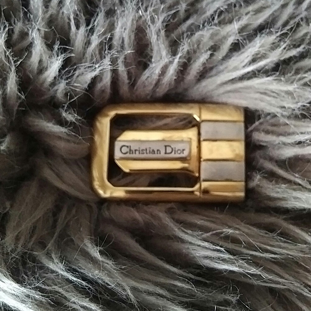 CHRISTIAN DIOR - vintage gold + silver logo buckle